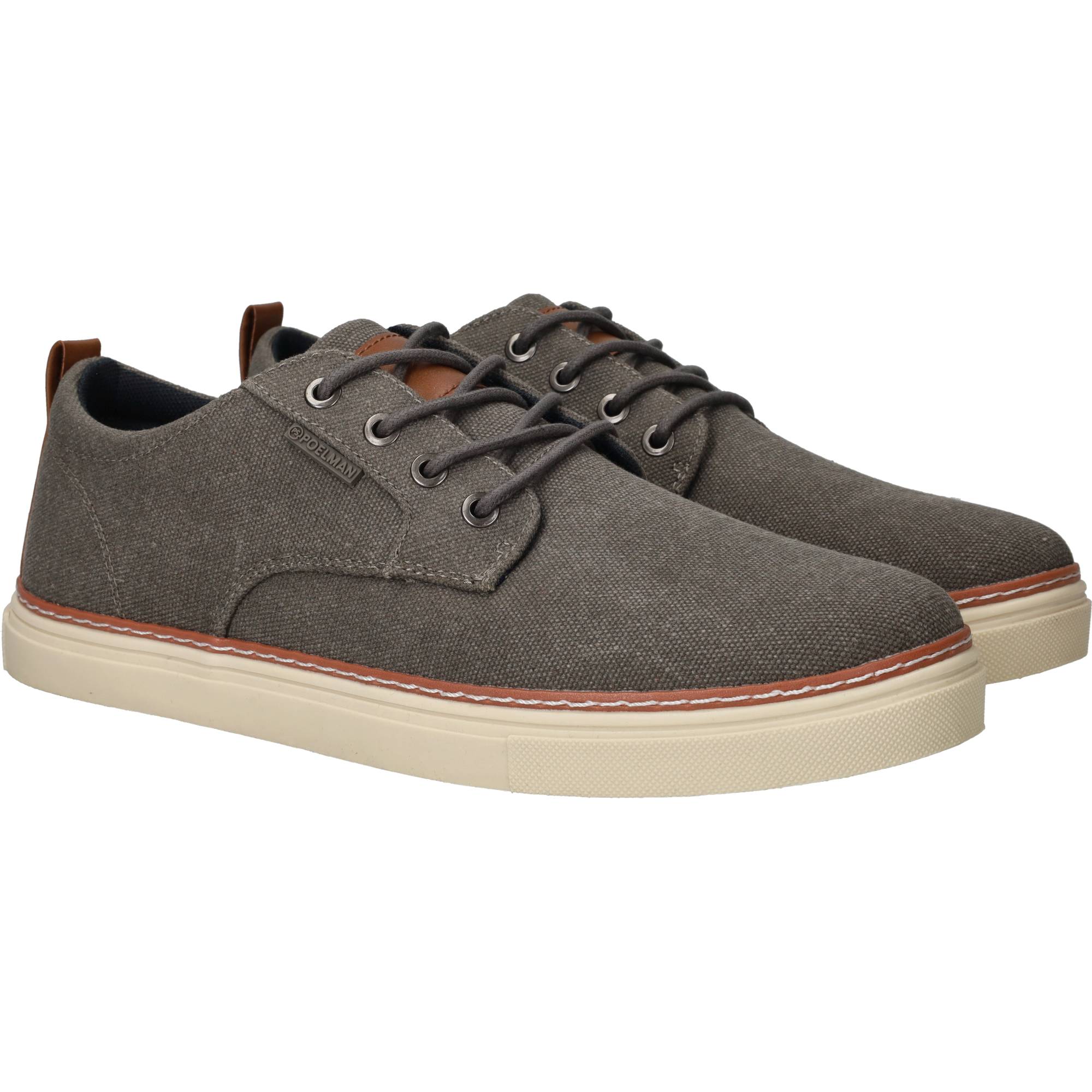 Ps Poelman Canvas Veterschoenen Heren Grijs, veterschoen voor heren – foto 2