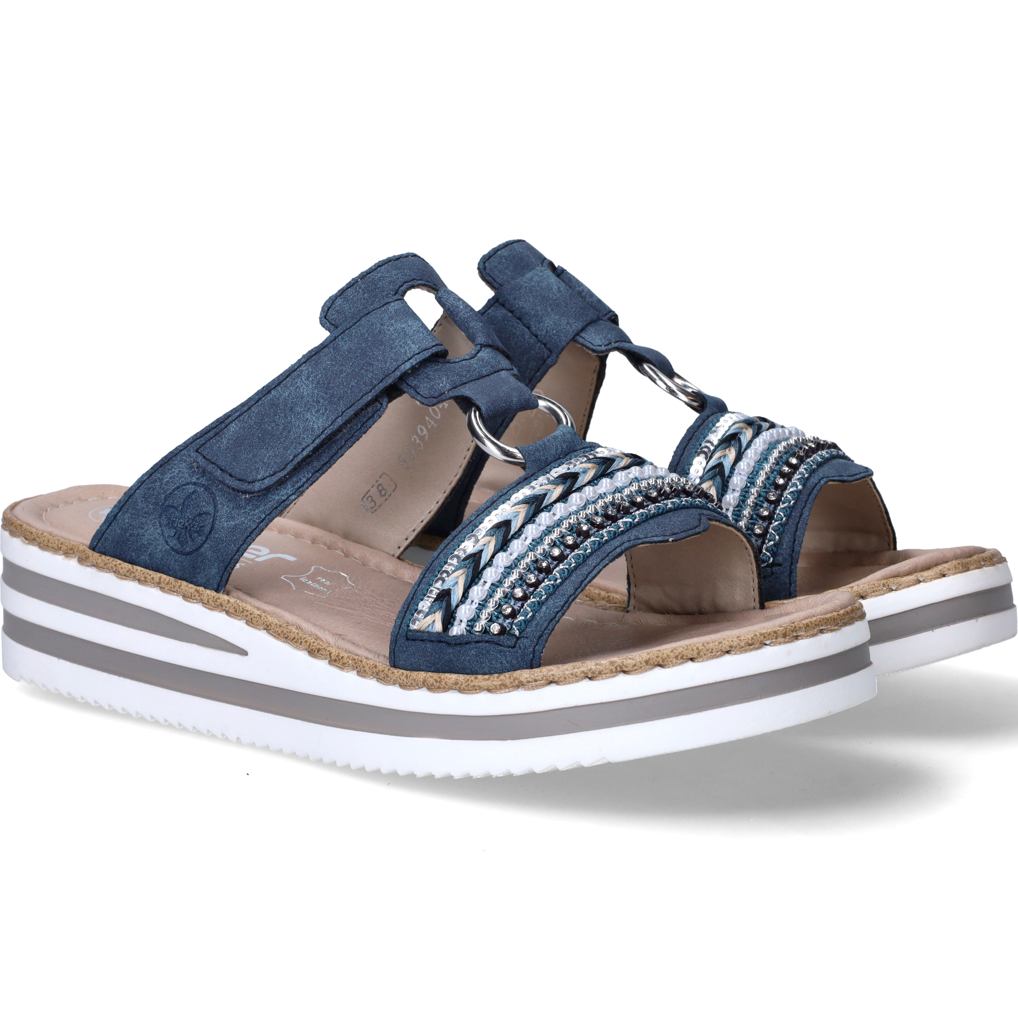 Rieker Slippers Dames Blauw, slipper voor dames – foto 4