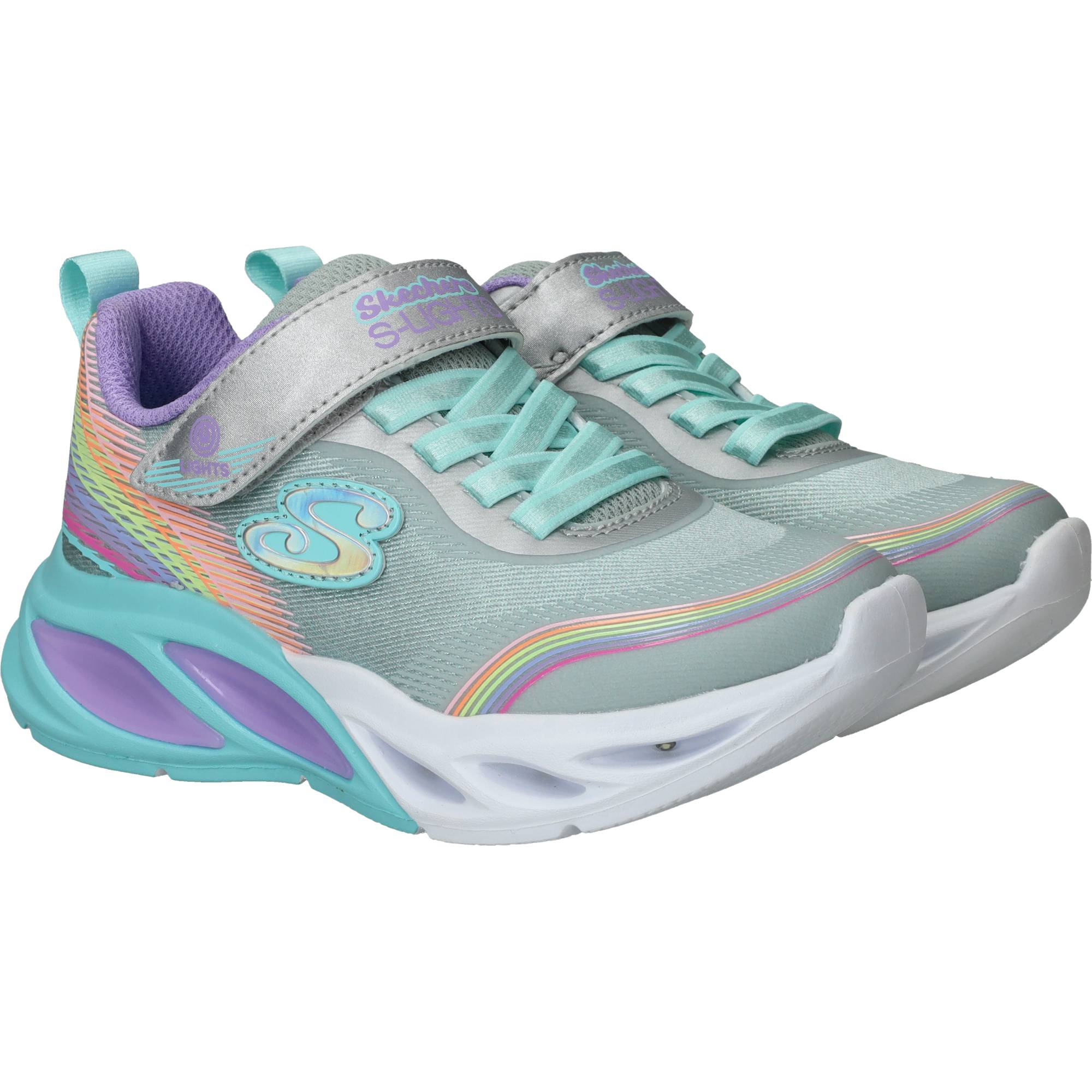 Skechers Cosmic Glow Rainbow Beam Sneakers Meisjes Blauw, sneaker voor meisjes – foto 2