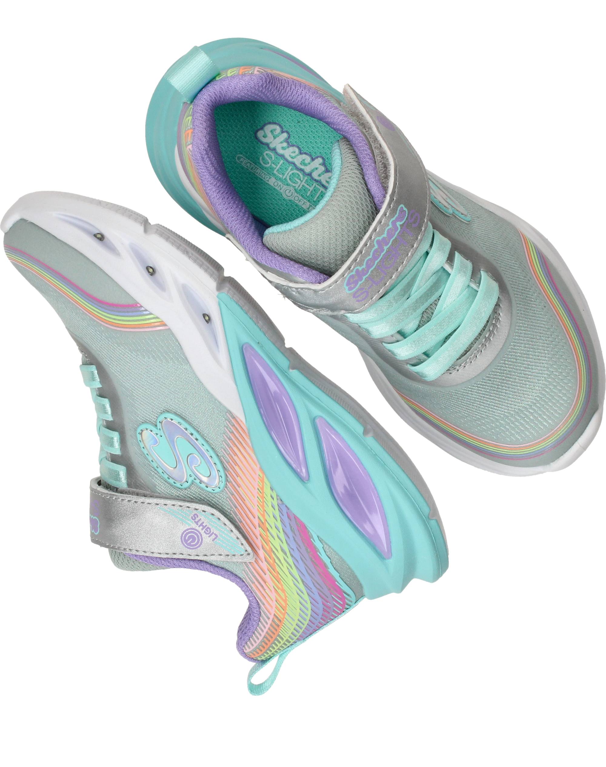 Skechers Cosmic Glow Rainbow Beam Sneakers Meisjes Blauw, sneaker voor meisjes – foto 4