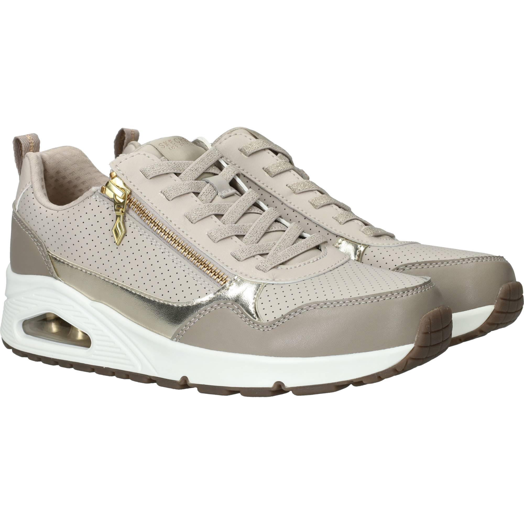 Skechers Uno Metallic Sliders Sneakers Dames Taupe, sneaker voor dames – foto 2