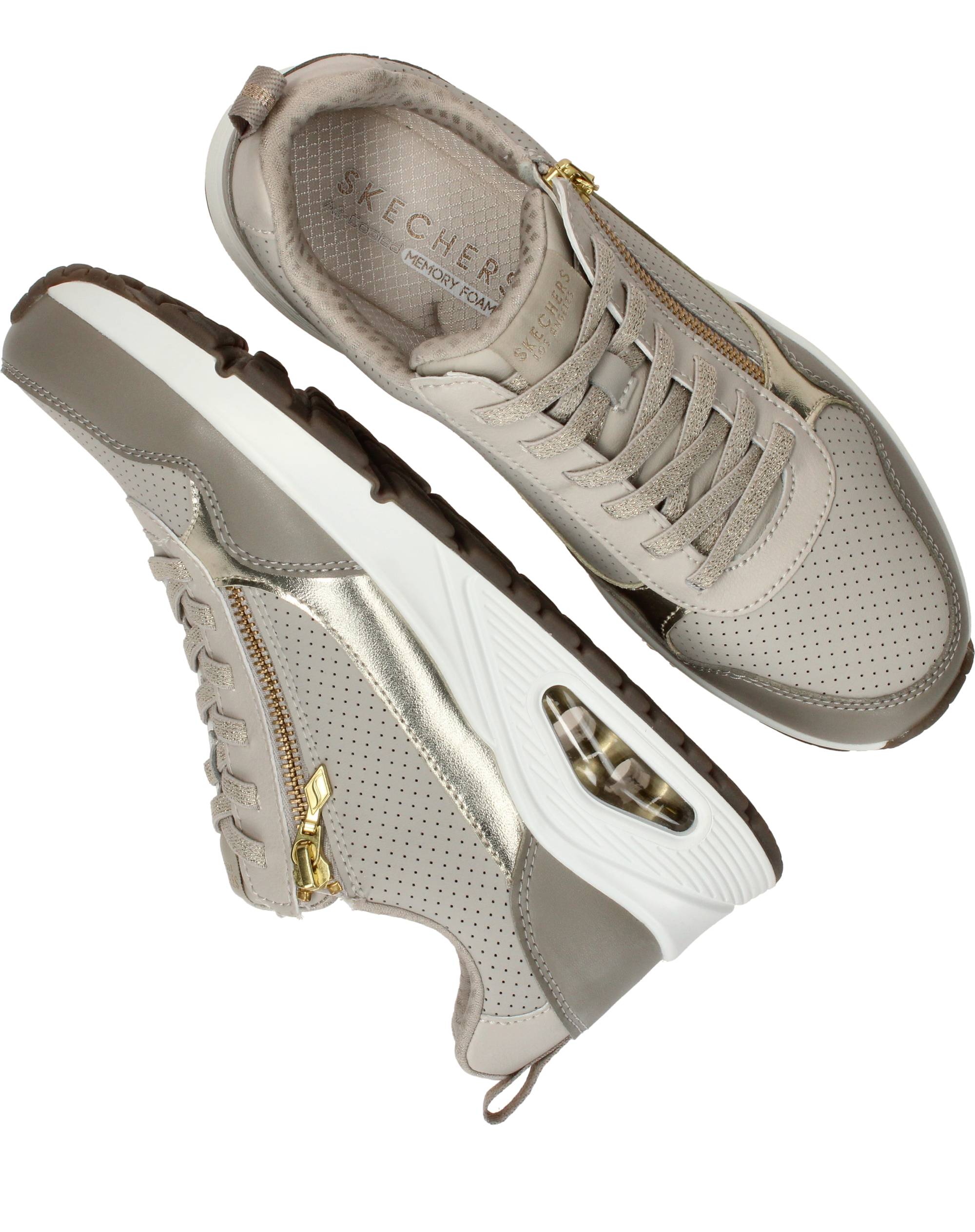 Skechers Uno Metallic Sliders Sneakers Dames Taupe, sneaker voor dames – foto 4