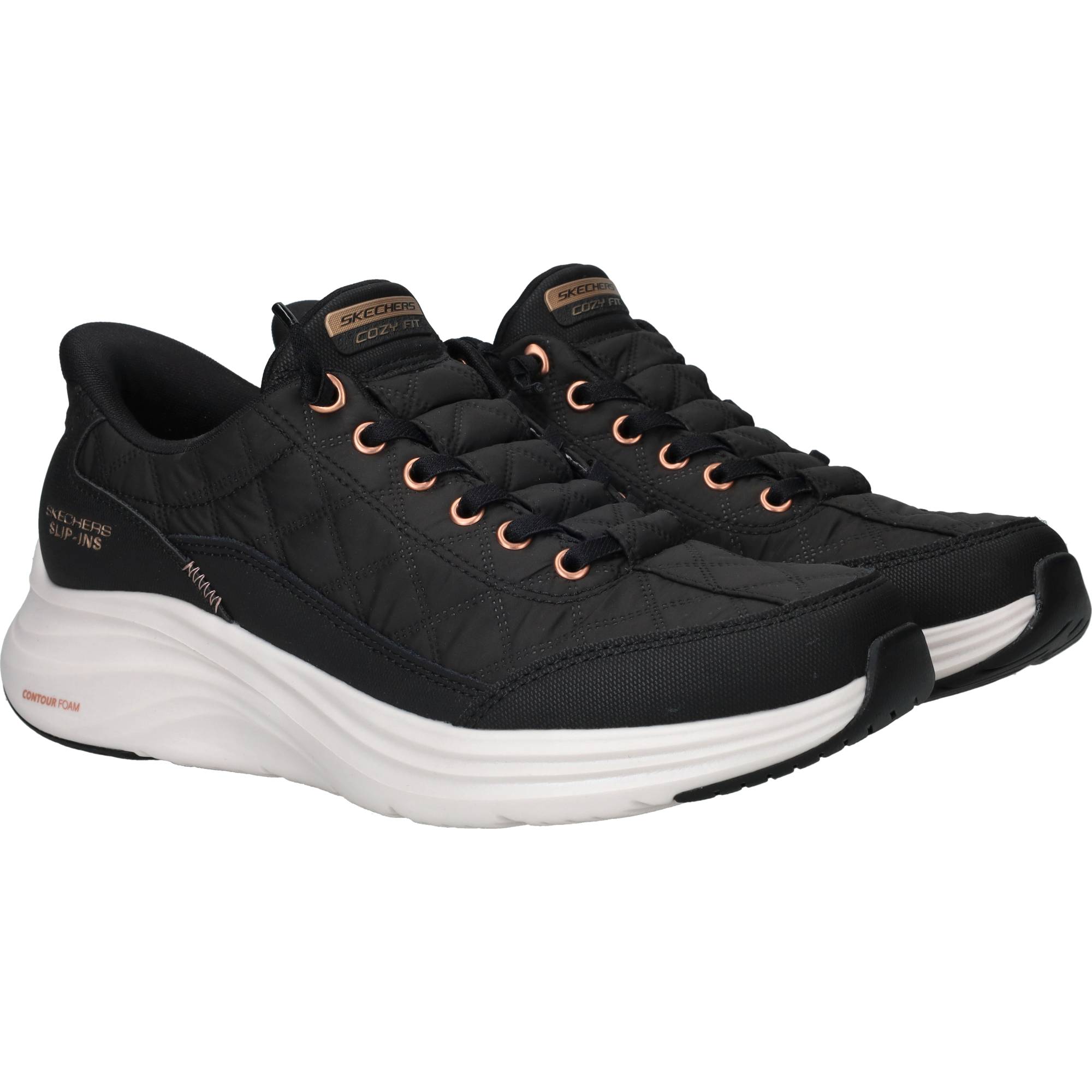 Skechers Slip-Ins Contour Foam Cozy Fit Sneakers Dames Zwart, sneaker voor dames – foto 2