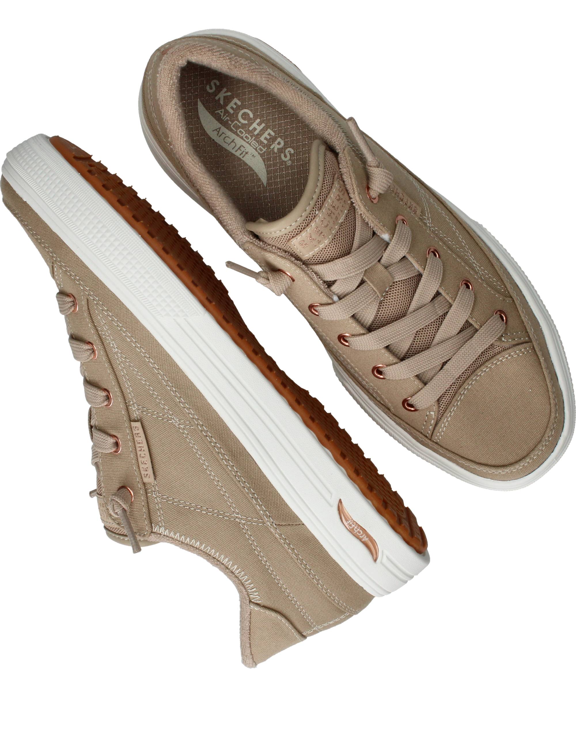 Skechers Arch Fit Arcade Meet Ya There Sneakers Dames Taupe, sneaker voor dames – foto 4