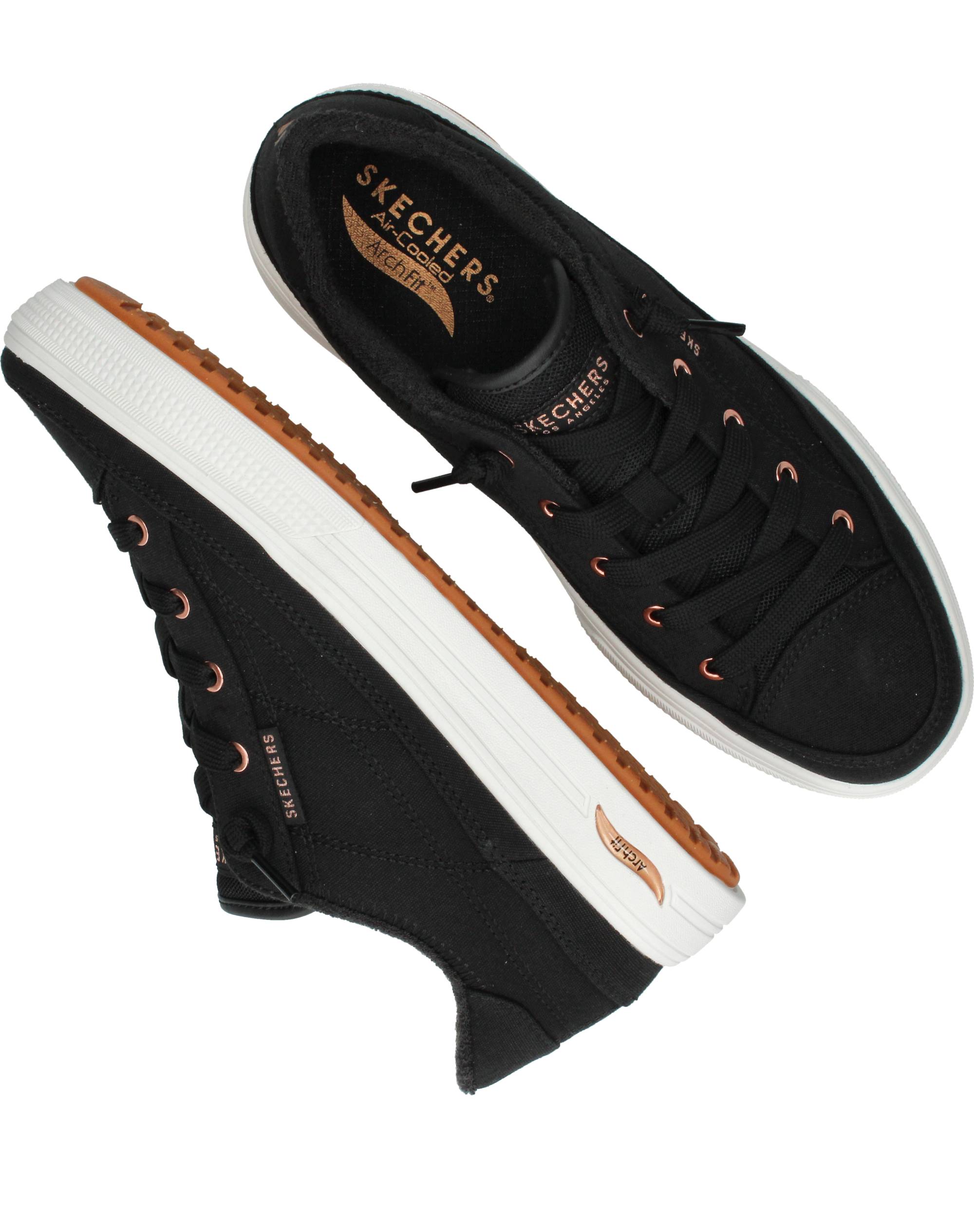 Skechers Arch Fit Arcade Meet Ya There Sneakers Dames Zwart, sneaker voor dames – foto 4