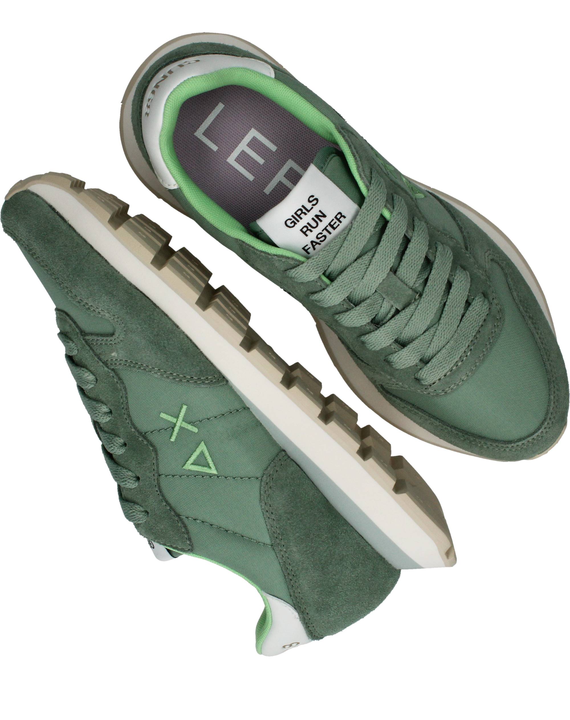 Sun 68 Ally Solid Nylon Sneakers Dames Groen, sneaker voor dames – foto 4