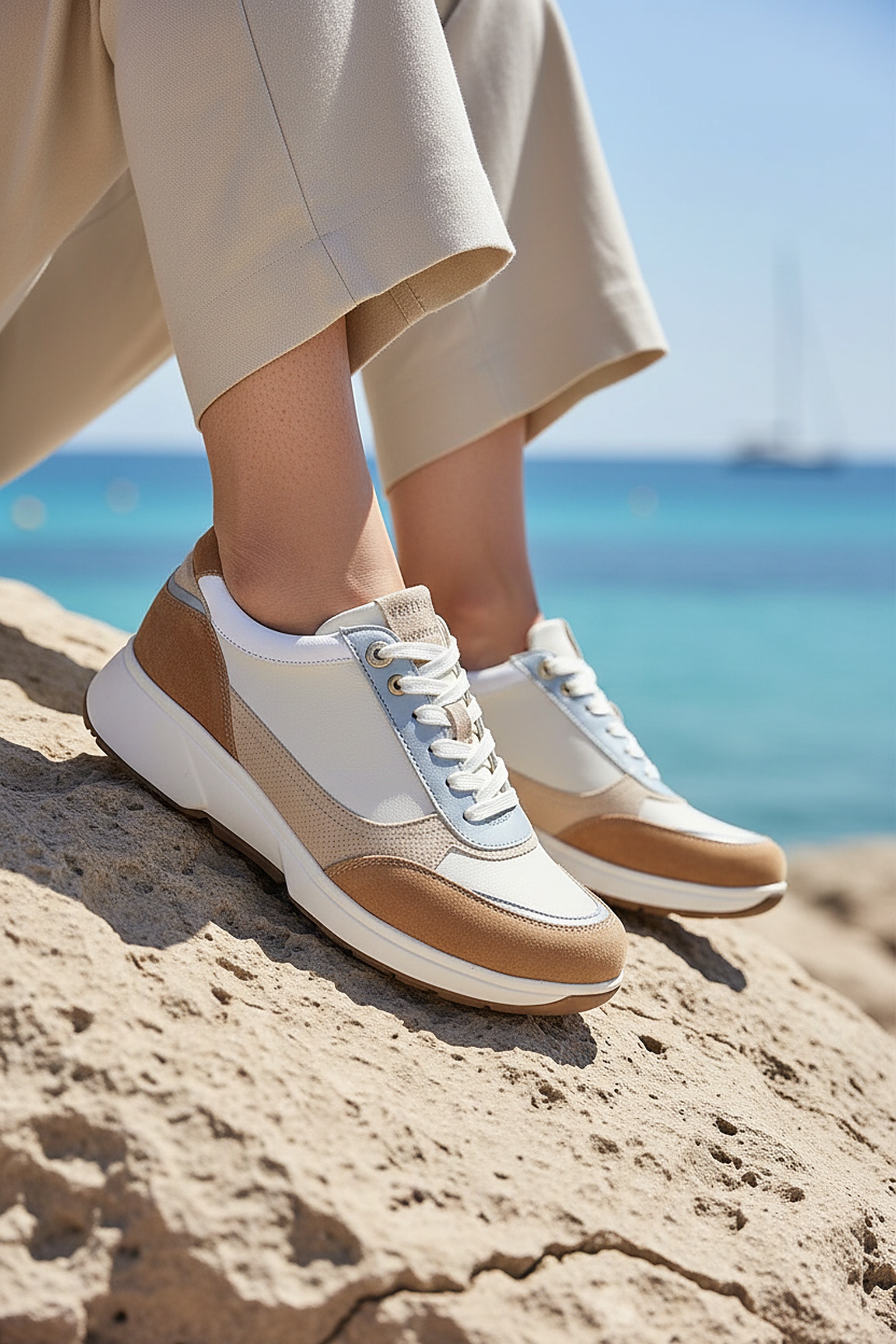 Xsensible Pristina Stretchwalker Sneakers Dames Cognac, sneaker voor dames – foto 3
